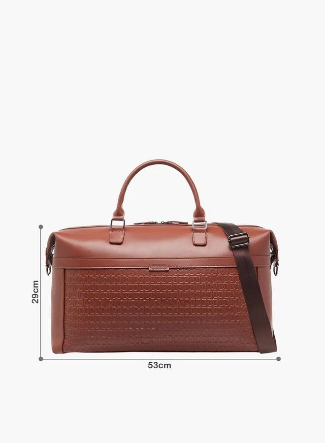 DUCHINI Monogram Embossed Duffle Bag With Zip Closure And Detachable Strap